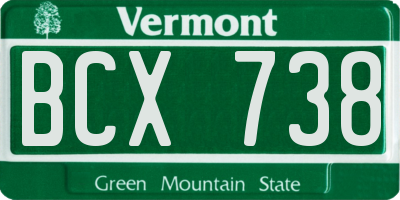 VT license plate BCX738