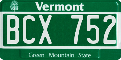 VT license plate BCX752