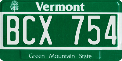 VT license plate BCX754