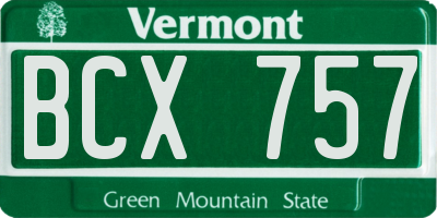 VT license plate BCX757