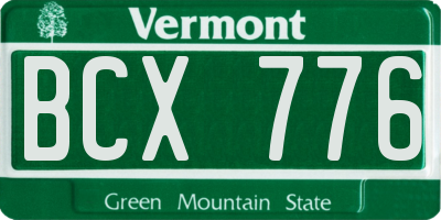 VT license plate BCX776