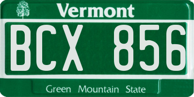 VT license plate BCX856