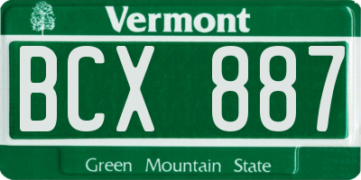 VT license plate BCX887