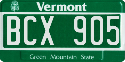 VT license plate BCX905