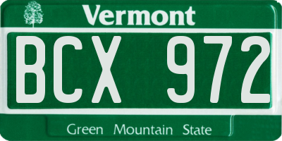 VT license plate BCX972