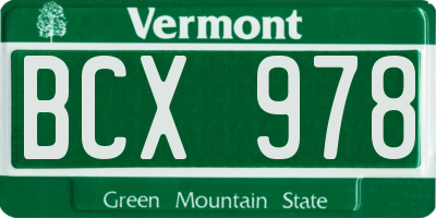 VT license plate BCX978