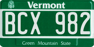 VT license plate BCX982