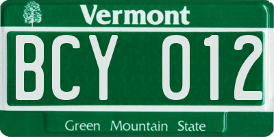 VT license plate BCY012