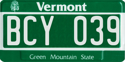 VT license plate BCY039