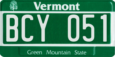 VT license plate BCY051