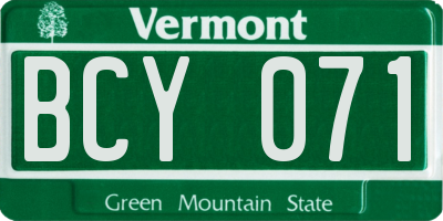 VT license plate BCY071