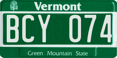 VT license plate BCY074