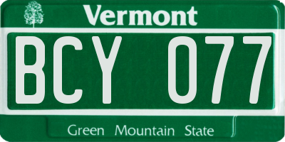 VT license plate BCY077