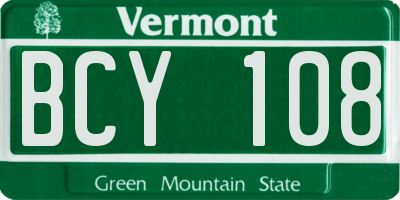 VT license plate BCY108