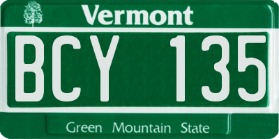 VT license plate BCY135