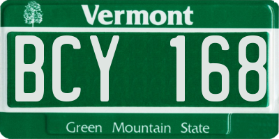 VT license plate BCY168