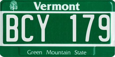 VT license plate BCY179