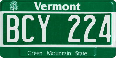 VT license plate BCY224