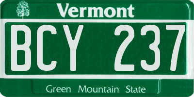 VT license plate BCY237