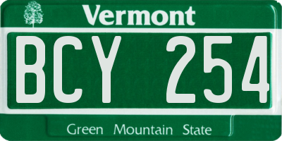 VT license plate BCY254