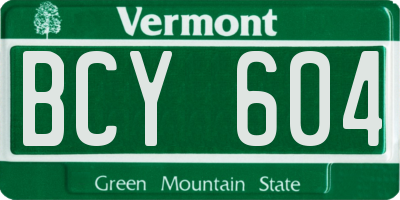 VT license plate BCY604