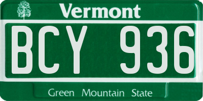 VT license plate BCY936