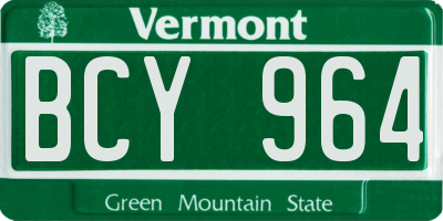 VT license plate BCY964