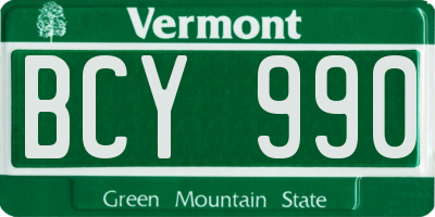 VT license plate BCY990