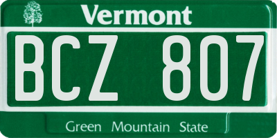 VT license plate BCZ807