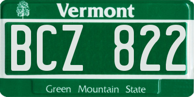 VT license plate BCZ822