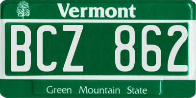 VT license plate BCZ862