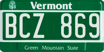 VT license plate BCZ869