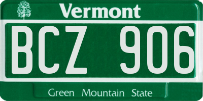 VT license plate BCZ906