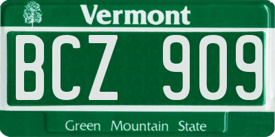 VT license plate BCZ909