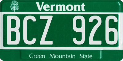 VT license plate BCZ926
