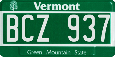 VT license plate BCZ937