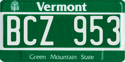 VT license plate BCZ953