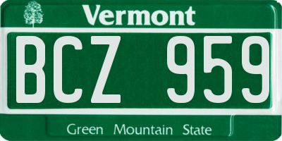 VT license plate BCZ959