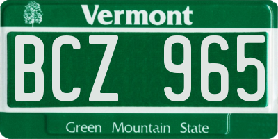 VT license plate BCZ965