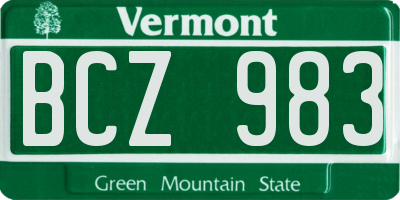VT license plate BCZ983