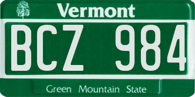 VT license plate BCZ984