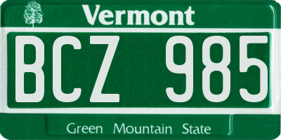 VT license plate BCZ985
