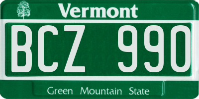 VT license plate BCZ990