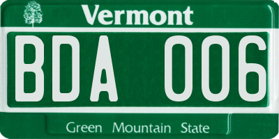 VT license plate BDA006
