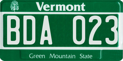 VT license plate BDA023