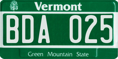 VT license plate BDA025