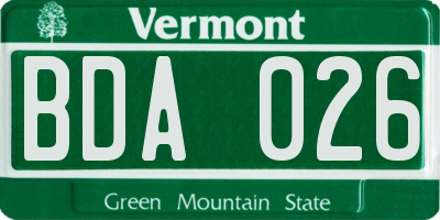 VT license plate BDA026