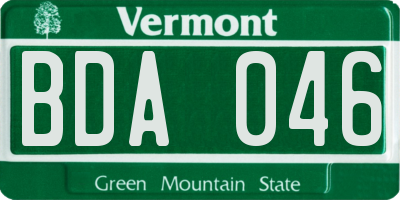 VT license plate BDA046