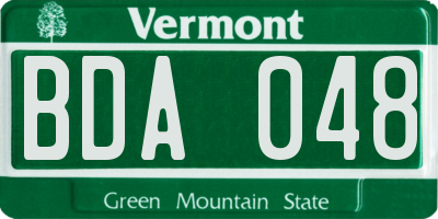 VT license plate BDA048