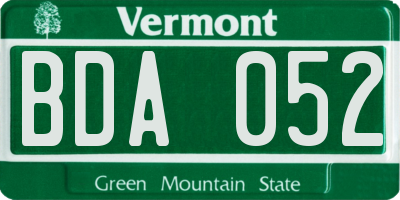 VT license plate BDA052